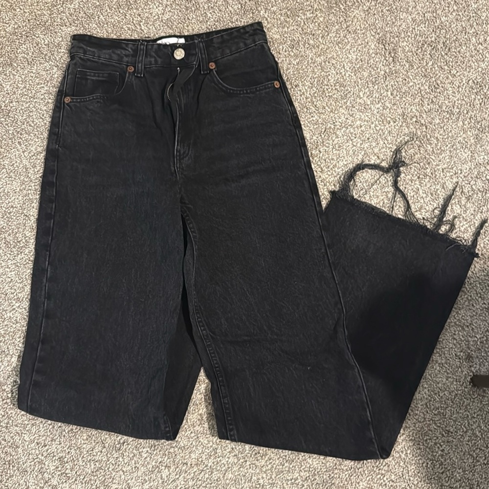 Zara black high waisted wide leg jeans size US 4